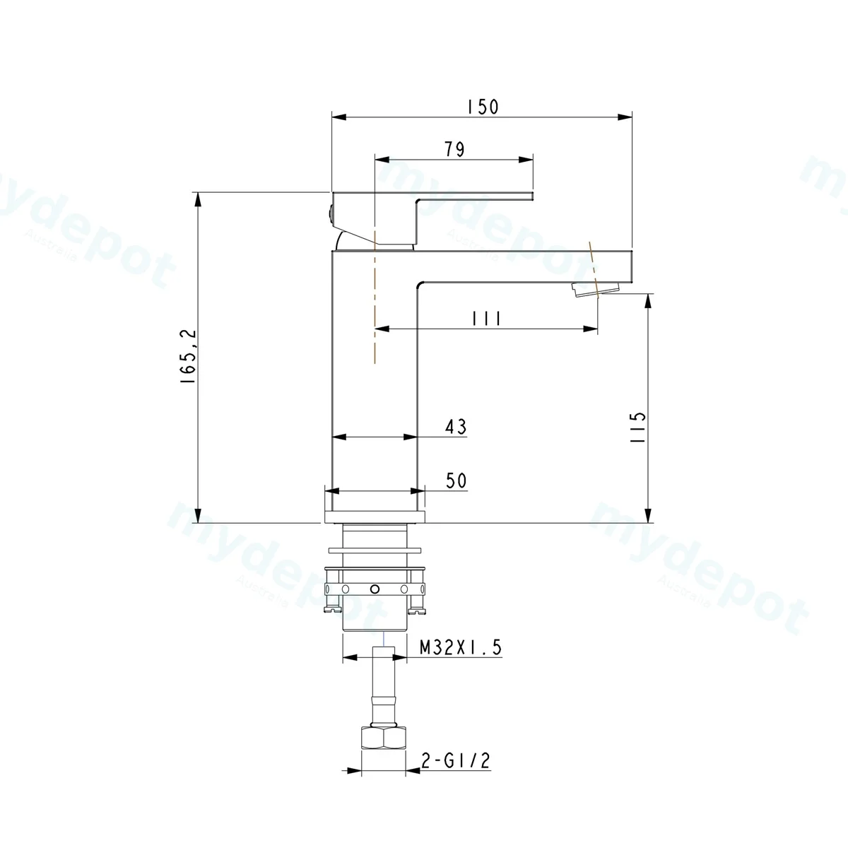 Cavallo Matte Black Square Basin Mixer view 2