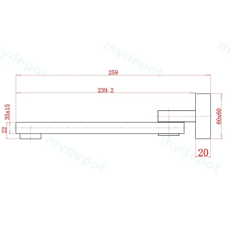 Cavallo Matte Black Square Bath Spout view 2