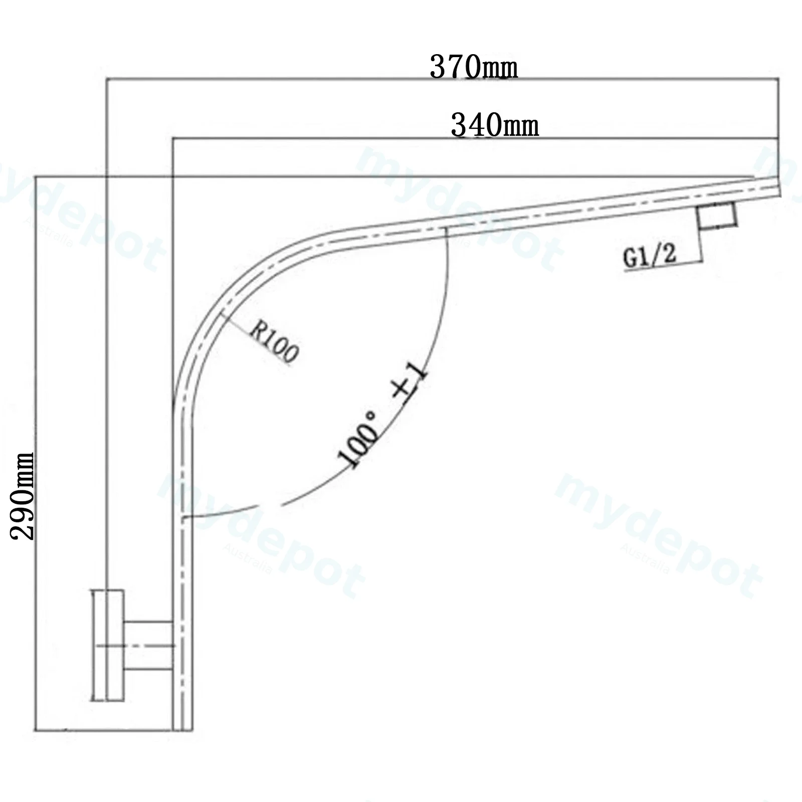 Cavallo Matte Black Gooseneck Wall Mounted Shower Arm view 2
