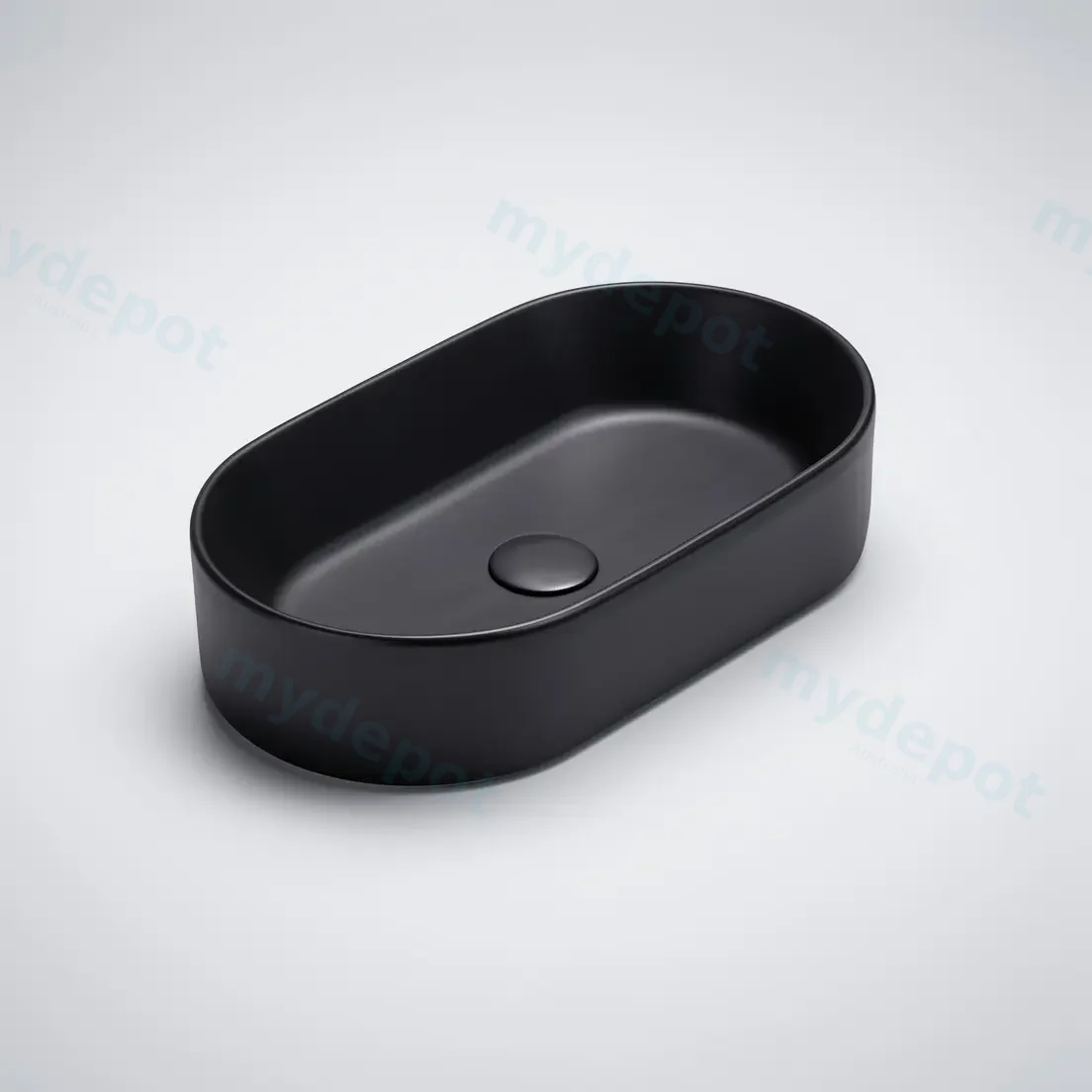 525*300*110mm Matte Black Ellips Fine Ceramic Above Counter Basins Non Overflow,32mm Waste view 2