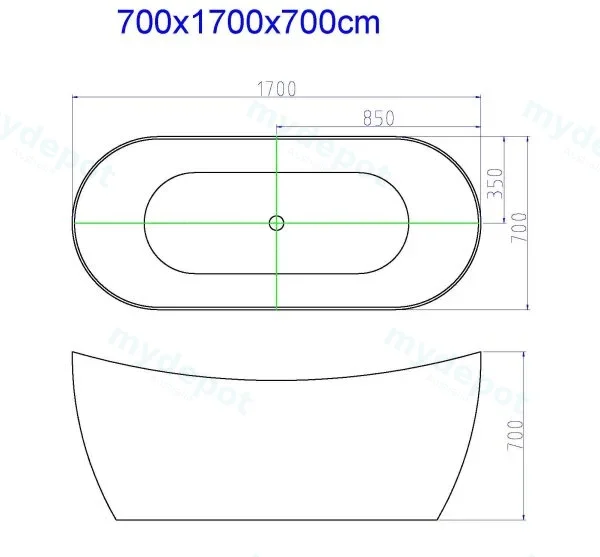 1700*800*700mm Disney Ultra Thin Freestanding Bathtub Gloss White view 2