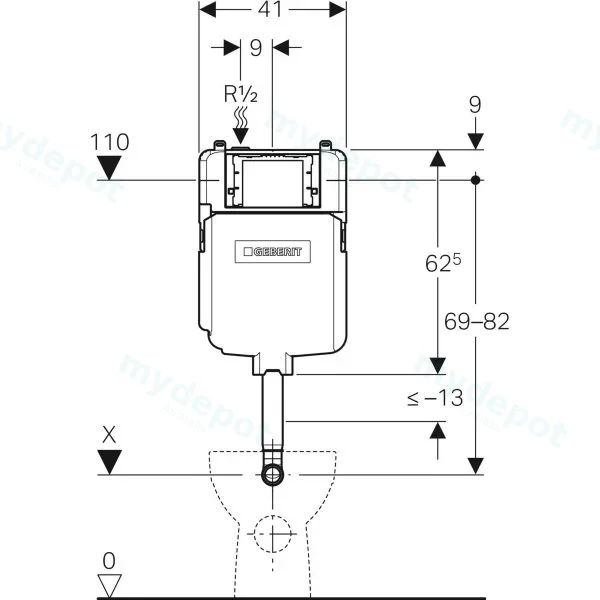 Sigma8 Front Flush Mechanical In Wall Concealed Cistern 4.5/3L view 2