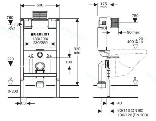 Duofix Kappa Under Counter Mechanical Low Level Concealed Cistern view 2