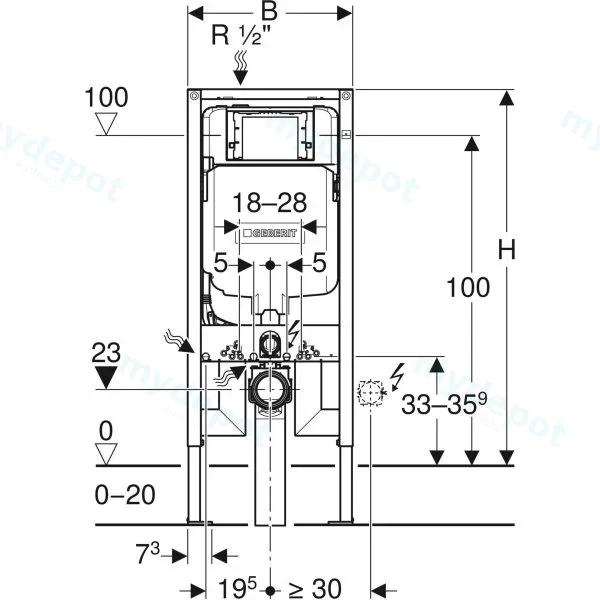 Duofix Sigma 8 Front Flush Mechanical In Wall Concealed Cistern With Frame view 2