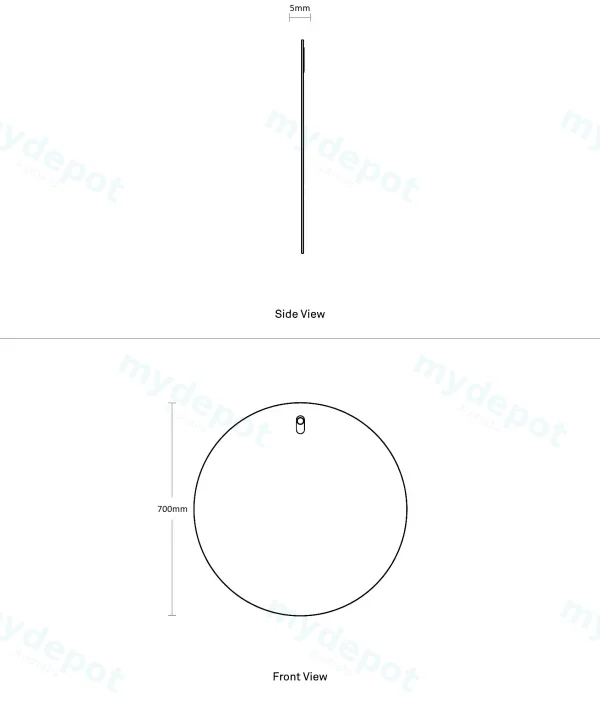 600*600*5mm Round Pencil Edge Plain Mirror view 2