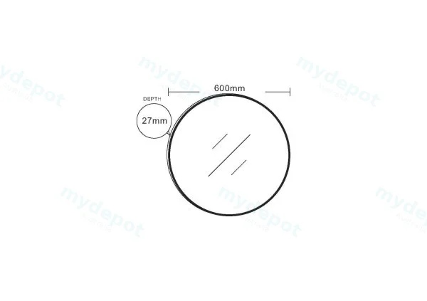 600*600*30mm Brushed Gold Aluminum Framed Round Mirror view 2