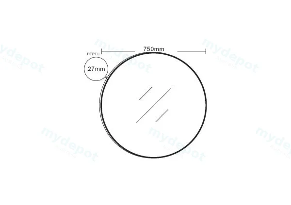 750*750*30mm Brushed Gold Aluminum Framed Round Mirror view 2