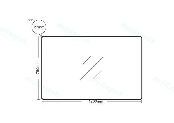 750*1200*30mm Brushed Golden Aluminum Framed Rectangular Mirror view 2