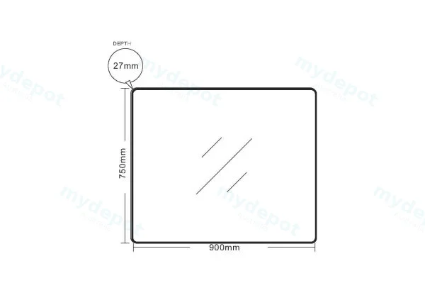 750*900*30mm Brushed Golden Aluminum Framed Rectangular Mirror view 2