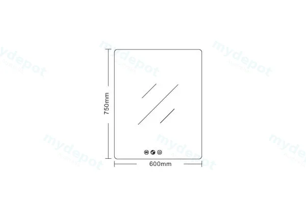 600*750*35mm Square Led Mirror view 2