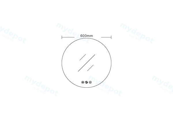 600*600*35mm Round Led Mirror view 2