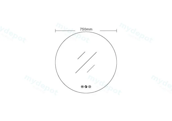 750*750*35mm Round Led Mirror view 2