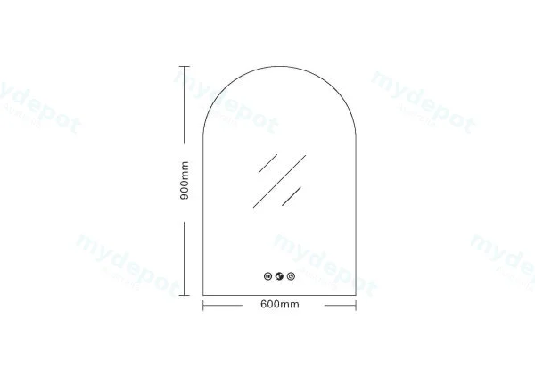 900*600mm Arch Led Mirror view 2