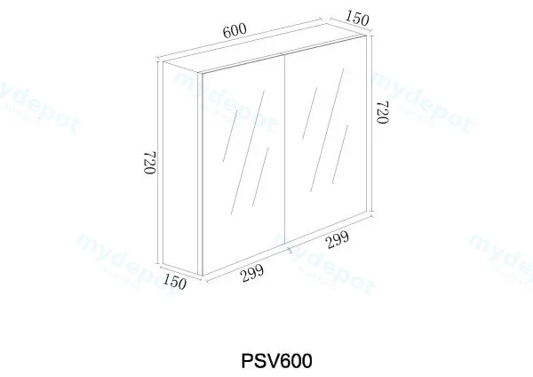 600*150*720mm Pvc White Shaving Cabinet Two Doors view 2