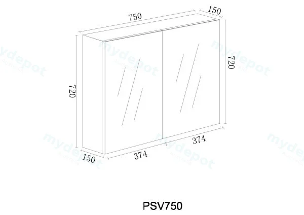 750*150*720mm Pvc White Shaving Cabinet Two Doors view 2