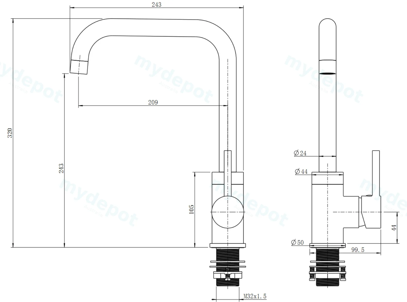 Electroplated Brass Matte Black Swivel Spout Kitchen Mixer Tap view 2