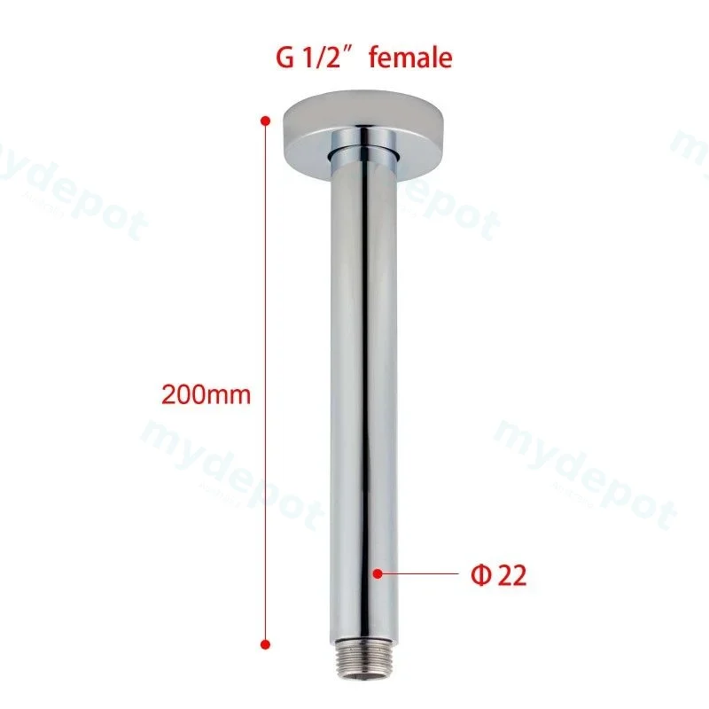 Pentro Brushed Nickel Round Ceiling Shower Arm 200mm view 2