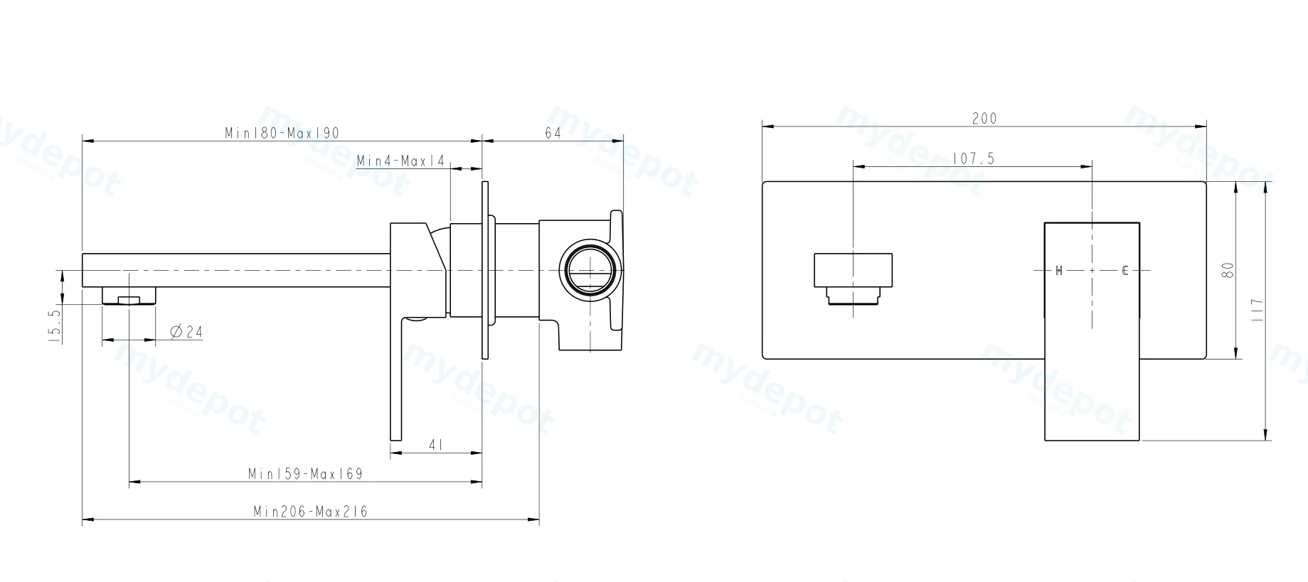 Blaze Chrome Bathtub/Basin Wall Mixer With Spout(Color Up)(With Extension) view 2