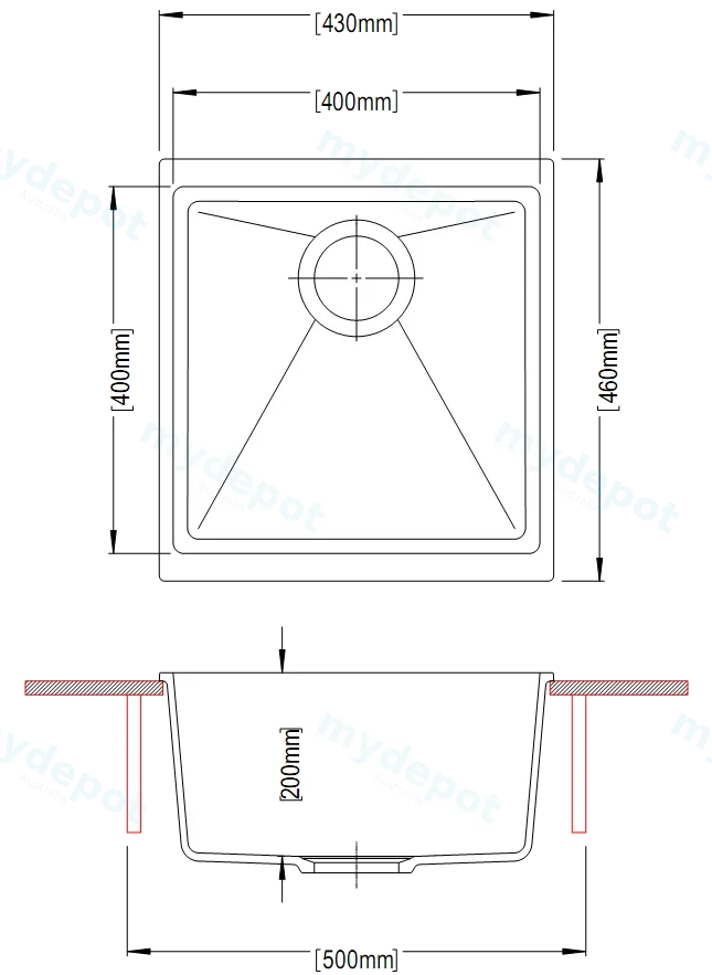 430*460*200mm Carysil White Single Bowl Granite Kitchen/Laundry Sink Top/Flush/Under Mount view 2