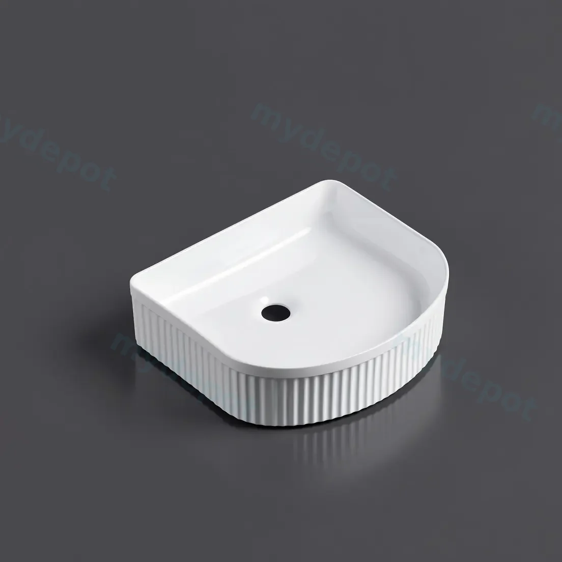 415*365*120mm Cora Above Counter Fluted Gloss White Arch Basin view 5