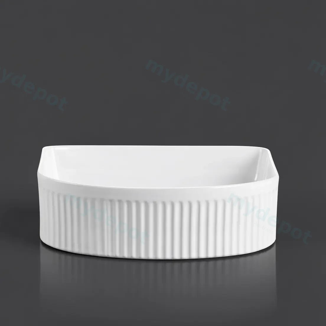 415*365*120mm Cora Above Counter Fluted Gloss White Arch Basin view 7