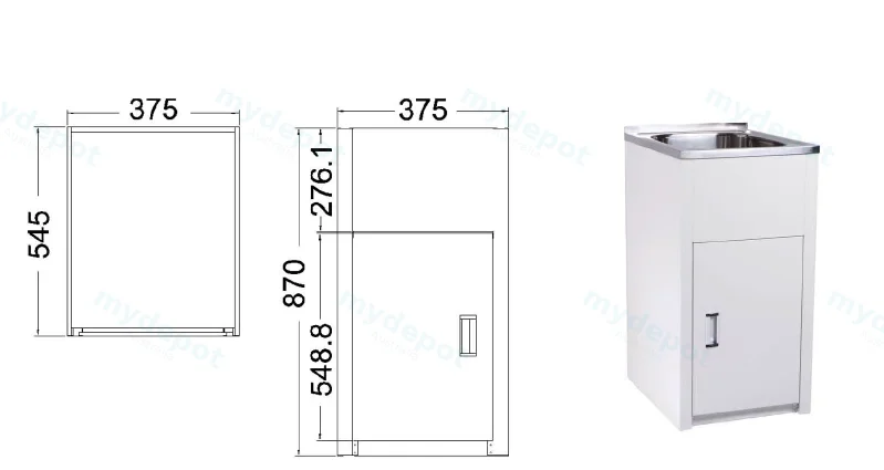 30L Conpact Laundry Tub with Cabinet(30L - Colorbond) view 2