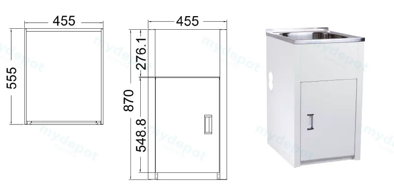 35L Compact Laundry Tub with Cabinet with Side Hole(35L - Colorbond) view 2