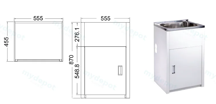 35L Laundry Tub with Cabinet with Side Hole(35L - Colorbond) view 2