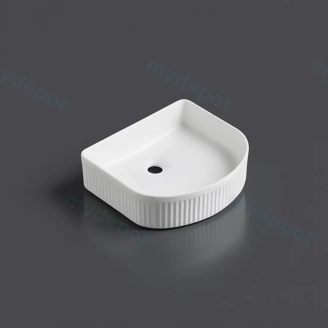 415*365*120mm Cora Above Counter Fluted Matt White Arch Basin view 5