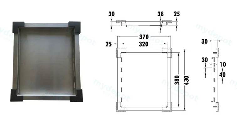 Square Tray with Side Hole For Cora/ Eden undermount sink (304 Stainless Steel) view 2