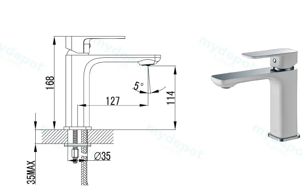 Seto Basin Mixer (Chrome & White) view 2