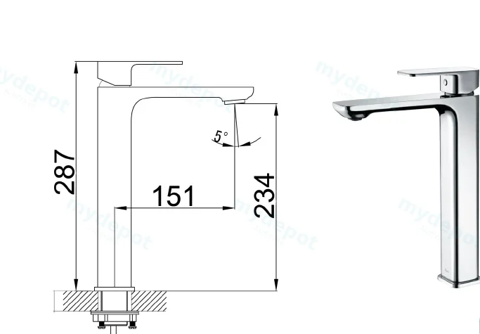 Seto High Rise Basin Mixer Chrome Lead Free view 2