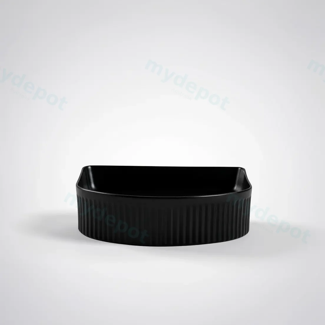 415*365*120mm Cora Above Counter Fluted Matt Black Arch Basin view 7