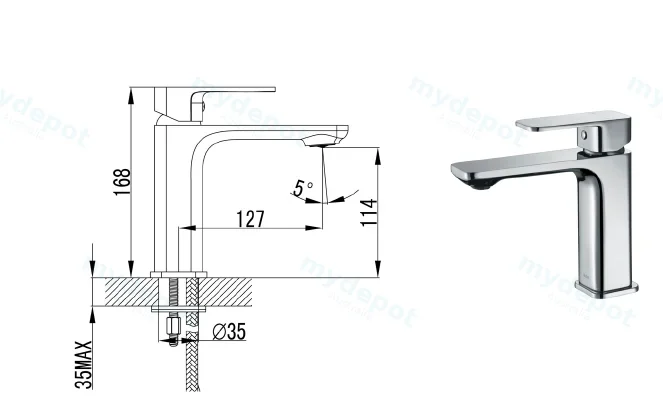Seto Basin Mixer Chrome Lead Free view 2