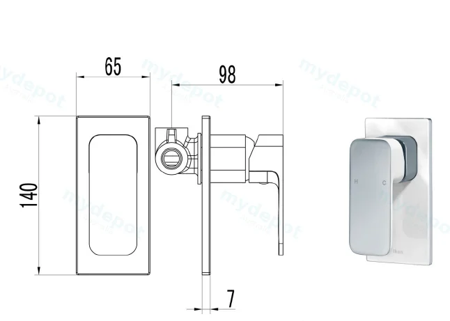 Seto Wall Mixer with Diverter(Chrome & White) view 2