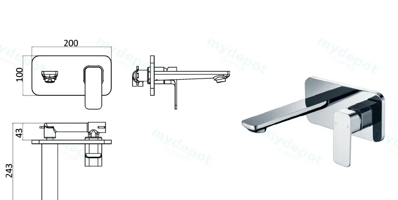 Seto Wall Basin Mixer Chrome Lead Free view 2