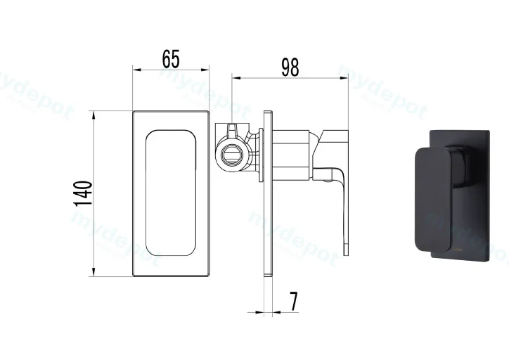 Seto Wall Mixer with Diverter(Matt Black) view 2