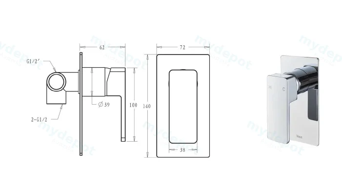 Ceram Wall Mixer(Chrome) view 2