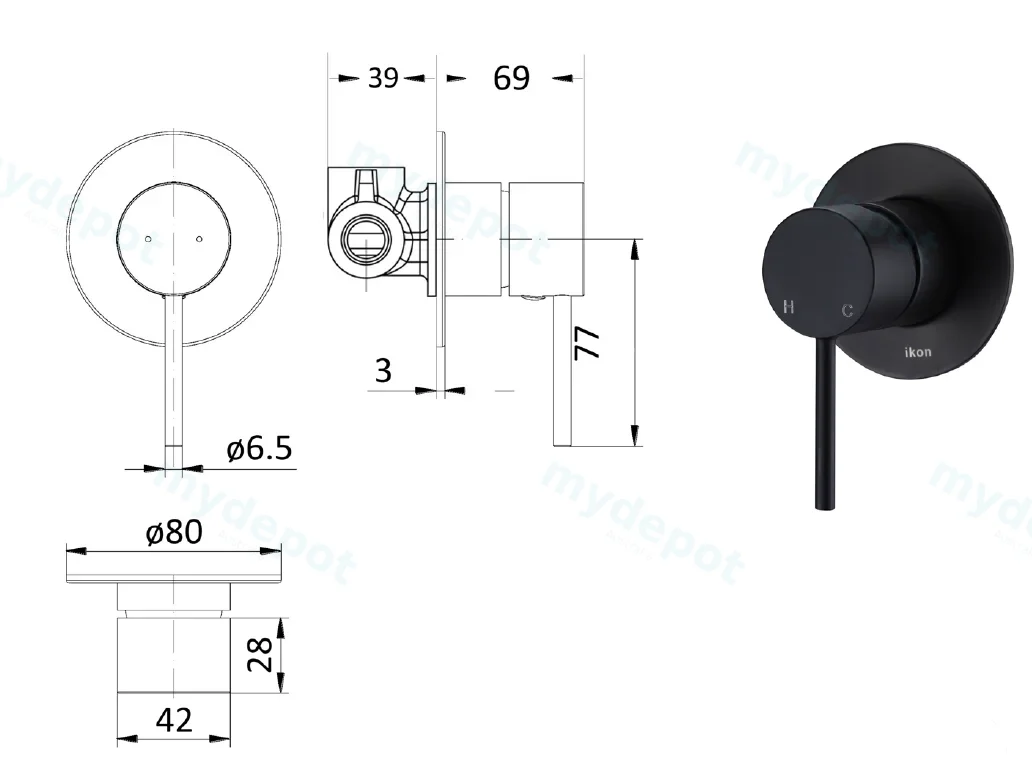 Hali Wall Mixer(Matt Black) view 2