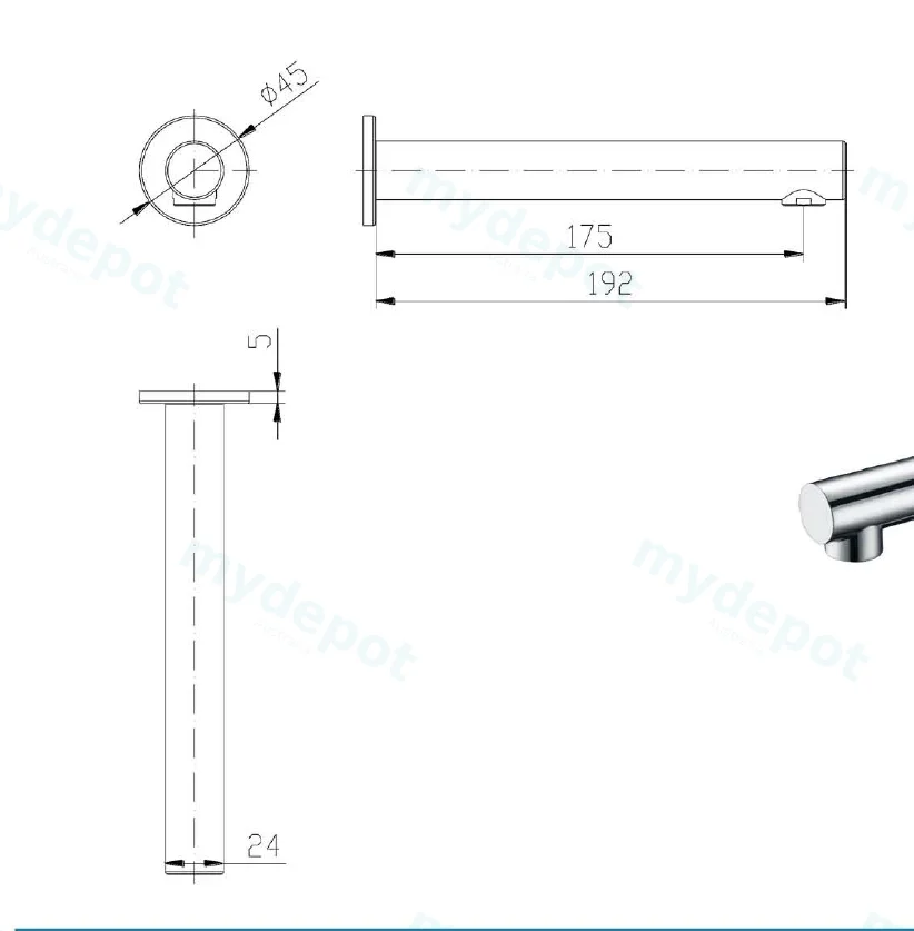 Hali Chrome Bath Spout Lead Free view 2