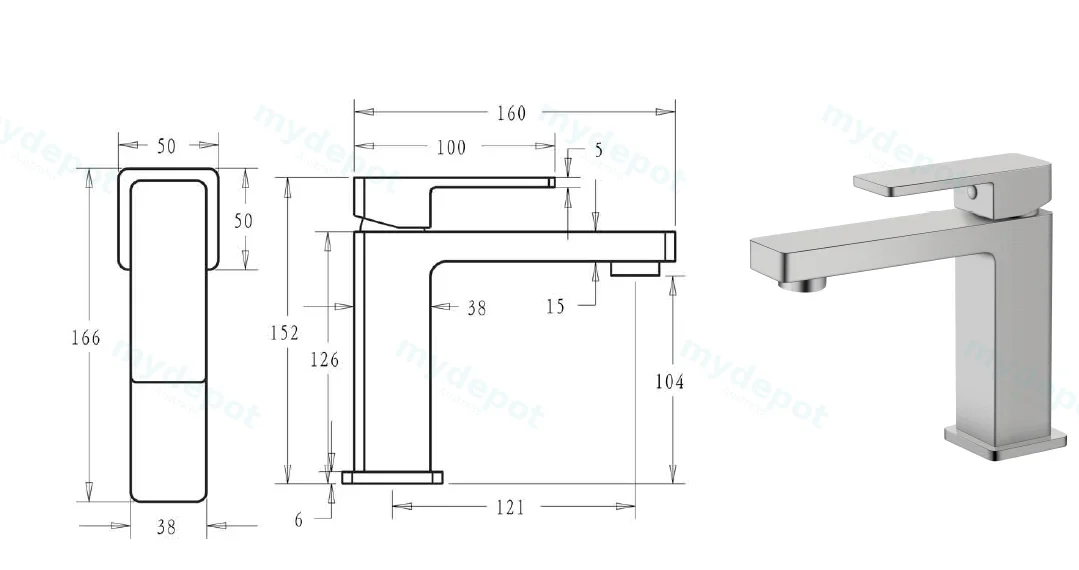 Ceram Basin Mixer(Brushed Nickel) view 2