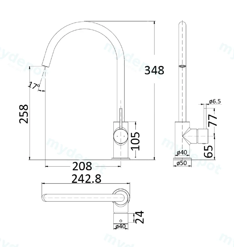 Hali Brushed Gold Sink Mixer Lead Free view 2