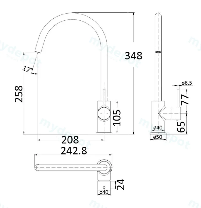 Hali Gunmetal Sink Mixer Lead Free view 2