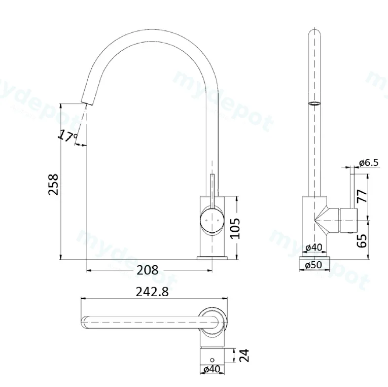 Hali Matt Black Sink Mixer Lead Free view 2