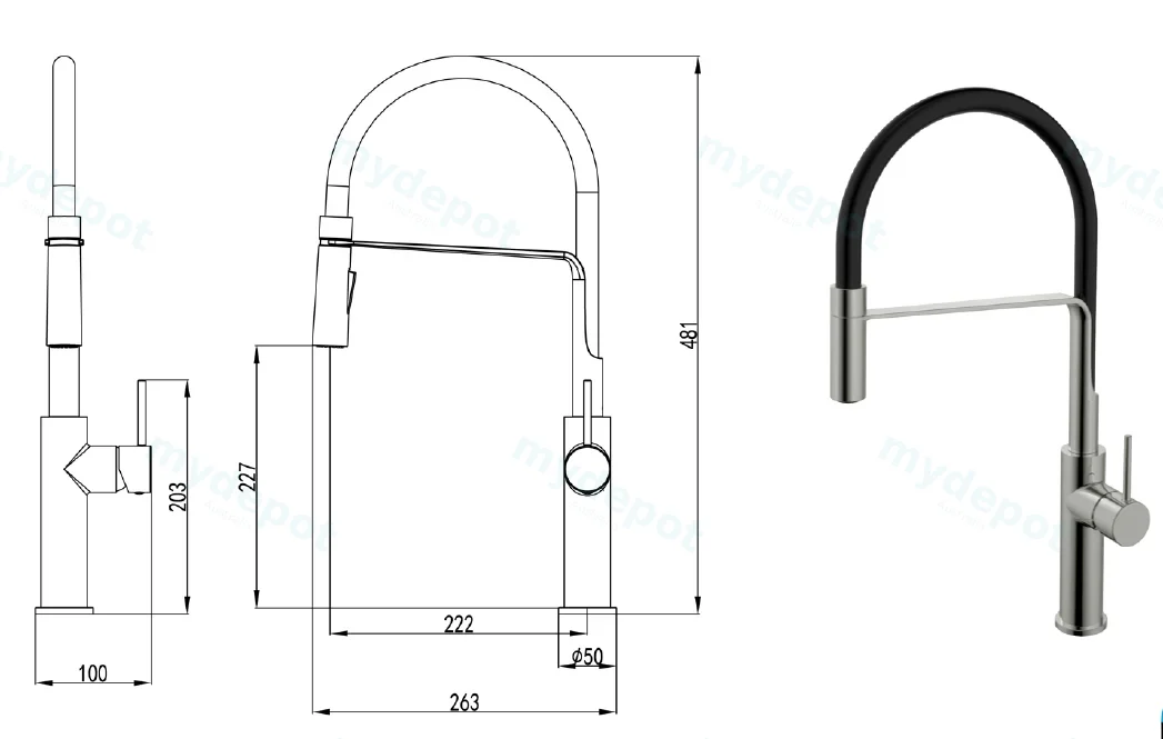 Hali Brushed Nickel Multifunction Sink Mixer Lead Free view 2