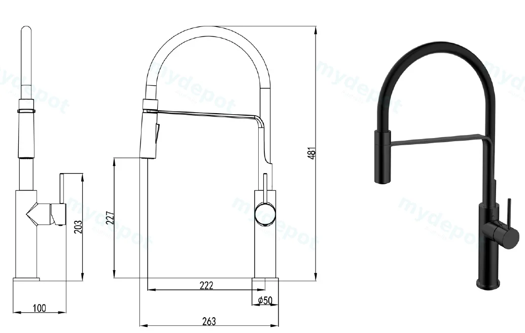 Hali Matte Black MultiFunction Sink Mixer Lead Free view 2