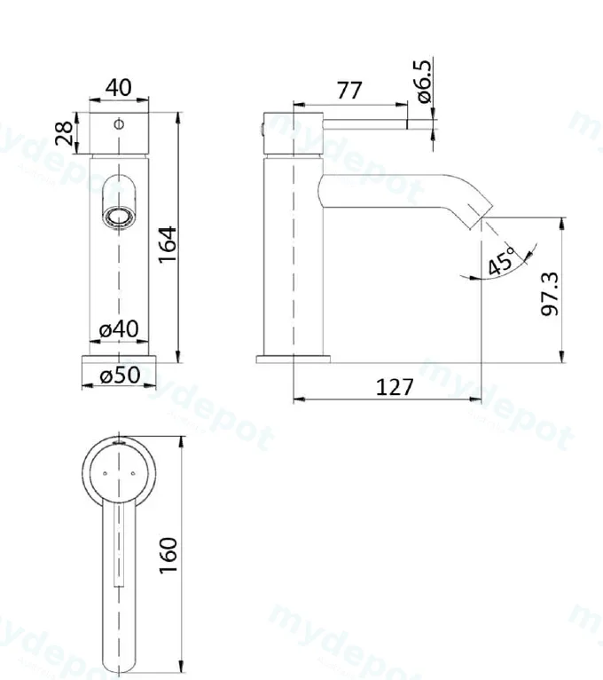 Hali Chrome Basin Mixer Lead Free view 2