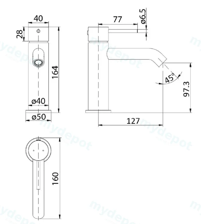 Hali Gunmetal Basin Mixer Lead Free view 2