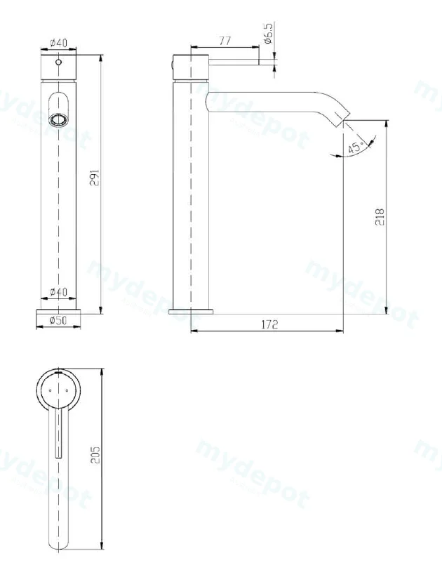 Hali Matt Black Highrise Basin Mixer Lead Free view 2
