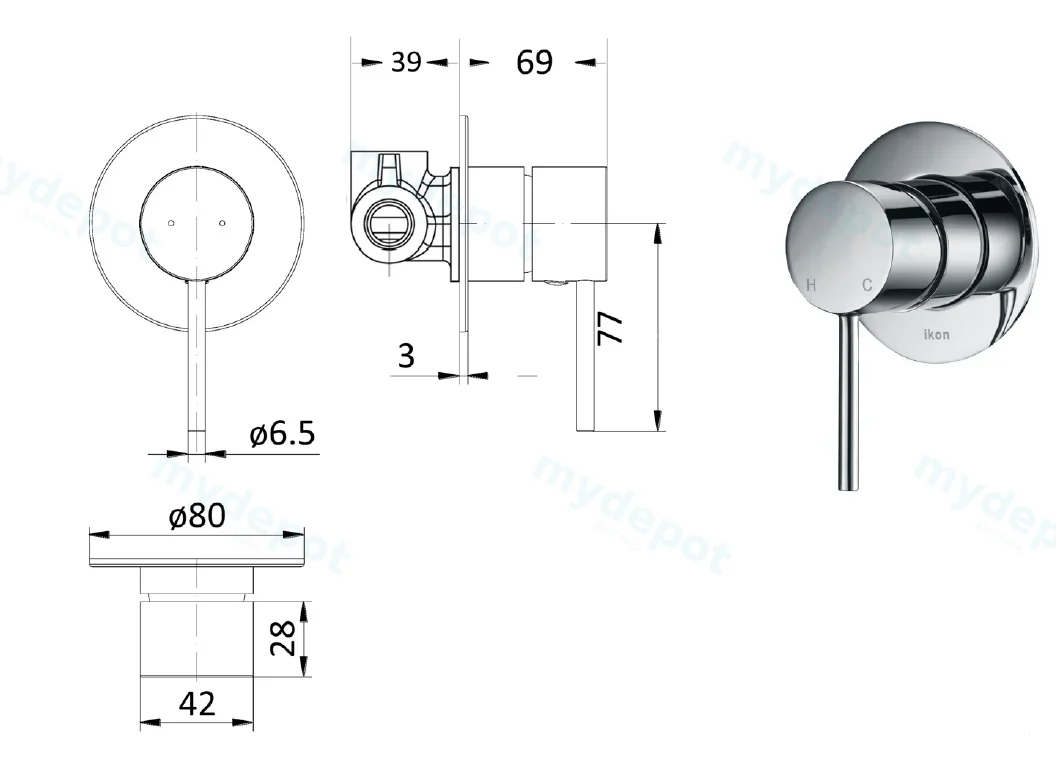 Hali Wall Mixer(Chrome) view 2